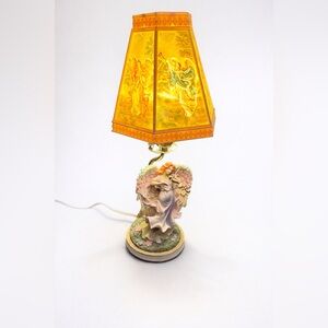 17” Angel Figurine Table Lamp Lighted Shade Vintage Style Decor